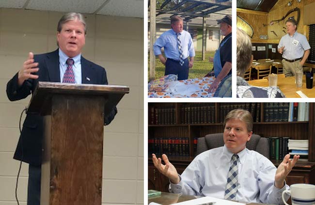 Images of attorney Turnage at speaking engagements and out in the public.